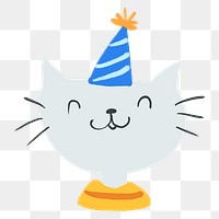 Cat PNG party sticker, cute pet illustration