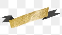 Ribbon banner PNG sticker, glitter gold and black graphic