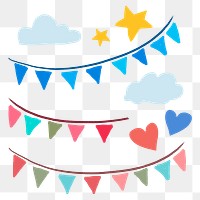 Party garland PNG clipart, festive flag decoration