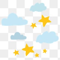 Cloud and star PNG clipart flat design