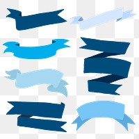 Ribbon banner PNG clipart in blue set