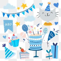 Party png sticker, birthday clipart set