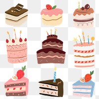 Cake PNG sticker graphic set