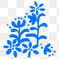 Flower PNG sticker, blue simple graphic