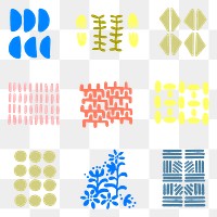 Ethnic block print png collage element graphic