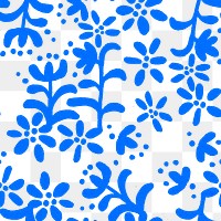 Floral pattern PNG, block print vintage transparent background