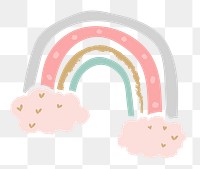 Rainbow PNG sticker in cute doodle style