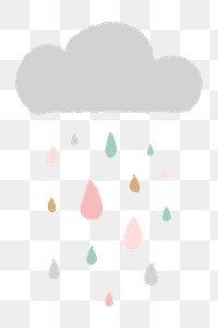 Rain PNG sticker in cute doodle style