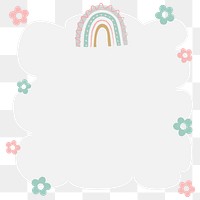 Cute frame PNG clipart, doodle rainbow with flower border design