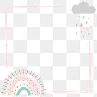 Cute frame PNG clipart, doodle rainbow border design