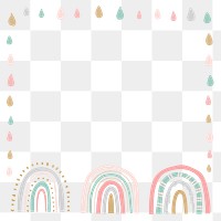 Cute frame PNG clipart, doodle rainbow border design