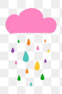 Rain PNG sticker in funky doodle style