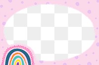 Pink frame PNG sticker, funky doodle rainbow border design