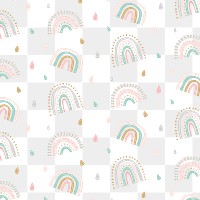 Rainbow pattern PNG, cute doodle transparent background