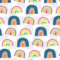 Rainbow pattern PNG, funky doodle transparent background