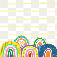 Rainbow PNG, funky doodle transparent background