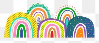 Rainbow PNG border design in funky doodle style