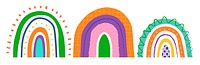 Rainbow PNG border design in funky doodle style