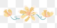 Yellow flower divider png, flat design sticker, illustration