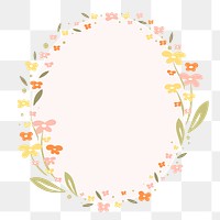 Flower wreath png, pastel floral frame flat design sticker illustration