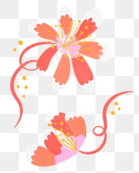 Pink flower sticker png, spring clipart illustration