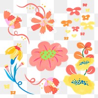 Flower sticker png colorful flower clipart illustration set