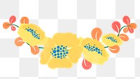 Yellow flower divider png, flat design sticker, illustration