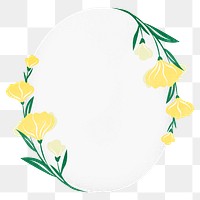 Border png, flower sticker illustration, flat design spring frame