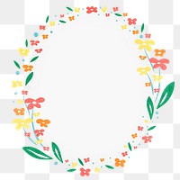 Flower png wreath flat design sticker, colorful floral frame illustration