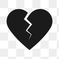 Heartbroken PNG sticker, black design icon