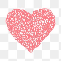 Doodle heart PNG clipart, pink pastel simple design icon