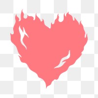 Burning heart PNG clipart, pink design icon