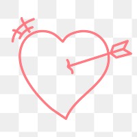 Heart arrow PNG clipart, pink pastel doodle design icon