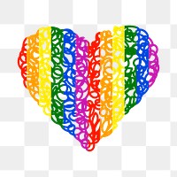 Colorful heart PNG clipart, LGBT pride month doodle design icon