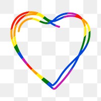 LGBT heart PNG clipart, rainbow doodle design icon