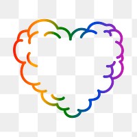 Rainbow heart PNG clipart, LGBT pride month doodle design icon