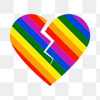 Heartbroken PNG sticker, colorful LGBT icon