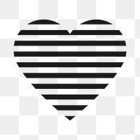 Black heart PNG clipart, simple striped design icon