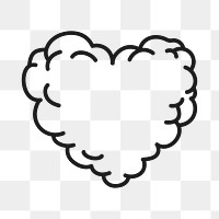 Doodle heart PNG clipart, black simple design icon