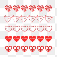 Heart divider PNG, cute love sticker set