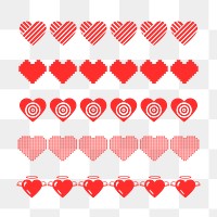 Heart divider PNG, cute love sticker set