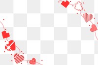 Valentine frame PNG, cute heart border transparent background