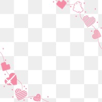 Valentine frame PNG, cute heart border transparent background