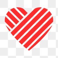 Red heart PNG sticker, striped design icon