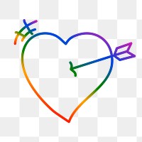 LGBT heart PNG clipart, rainbow doodle design icon