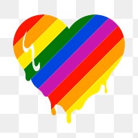 Rainbow heart PNG clipart, LGBT pride month icon