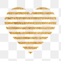 Heart PNG clipart, glitter gold stripes design icon