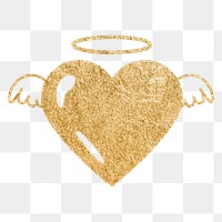 Angel heart PNG sticker, glitter gold design icon