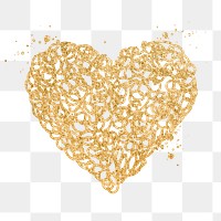 Heart PNG clipart, glitter gold simple design icon