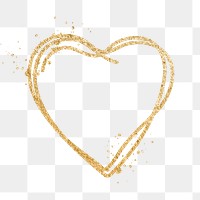 Cute Heart PNG clipart, glitter gold doodle design icon